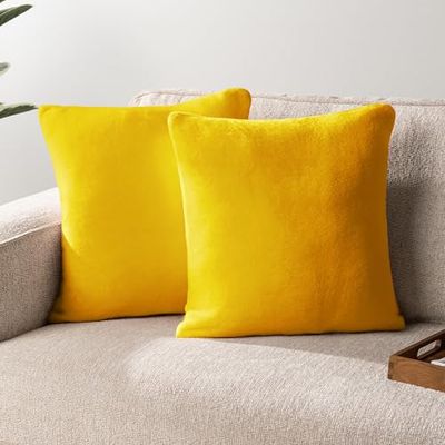PAVILIA Juego de 2 Fundas de Almohada Color Amarillo Mostaza de 20 x 20 Pulgadas, Fundas de Almohada Decorativas para Cama, sofá, sofá, decoración de Acento estético Bohemio para Dormitorio, Sala de