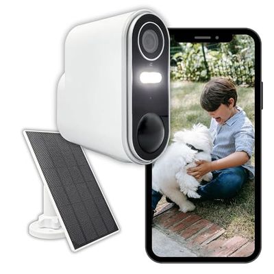 Konyks Camini Air 2 Solar bezprzewodowa kamera monitorująca WiFi z panelem słonecznym, powiadomienia o wykrywaniu ruchu, kolorowe noktowizor, funkcja oświetlenia i syrena