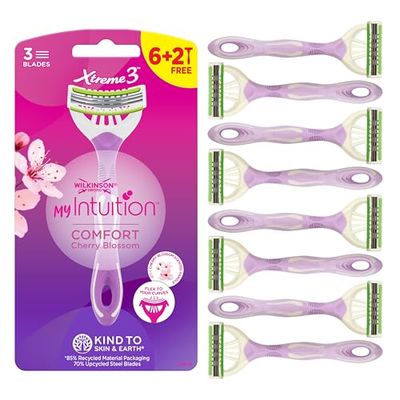 WILKINSON SWORD – Intuition Comfort Xtreme for Women | Disposable Razors | Flexible Blades | Hydrating Aloe Vera Strips | Pack of 6 Razors + 2 Free