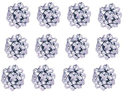 The Gift Wrap Company 12 Count Decorative Matte Bows, Medium, Silver