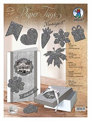 Ursus 40980008 – papperstaggar vintage filt design, lagrad i olika motiv, 5 ark med 96 stycken, grå