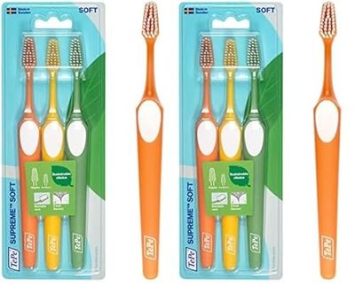 Spazzolino TePe Supreme, Soft, 3pz, rimozione placca, pulizia efficace con le setole su due livelli, spazzolino con setole soft (Confezione da 2)