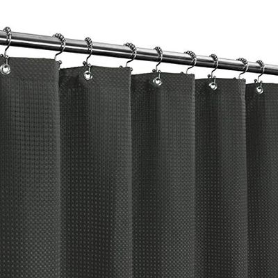 Barossa Design Waffle Shower Curtain for Luxury Hotel Spa - Heavy Duty Fabric 230 GSM No Blowing Waterproof Machine Washable - Graphite Grey, 71" x 72"