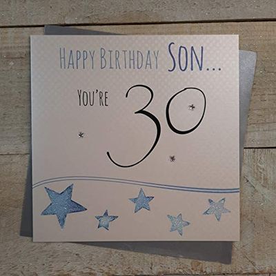 WHITE COTTON CARDS LLB30-S"Happy Birthday Son. je bent 30" handgemaakte 30e verjaardagskaart