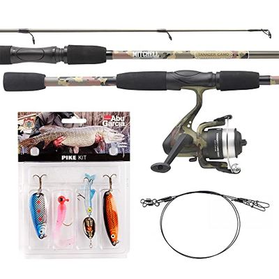 Mitchell 1555892 Tanager Camo 240 Medium spinnspön och hjul kombinationsset – öring, trout, perch, abborre, 2,42 m 10/30 g medium set