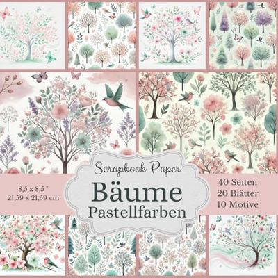 Scrapbook-Papierkollektion: Bäume Pastellfarben: 40 Seiten Motievpapier: Eine große Auswahl an Baum-Motiven in zarten Pastellfarben 10 verschiedene ... - Größe: 21,59 x 21,59 cm (8,5 x 8,5 Zoll)