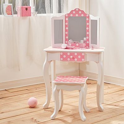 Fantasy Fields Coiffeuse Enfant en Bois Table Maquillage Miroir Tabouret Teamson TD-11670F