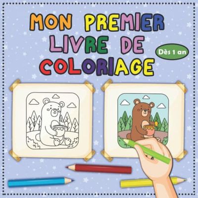 Mon premier Livre de Coloriage - Dès 1 an: Animaux - 50 images d'animaux simples à colorier - mon premier livre de coloriage pour 1 an - Cahier coloriage pour garçons & filles