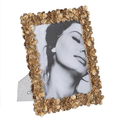 BigBuy Home Gyllene fotoram polyresin blommor