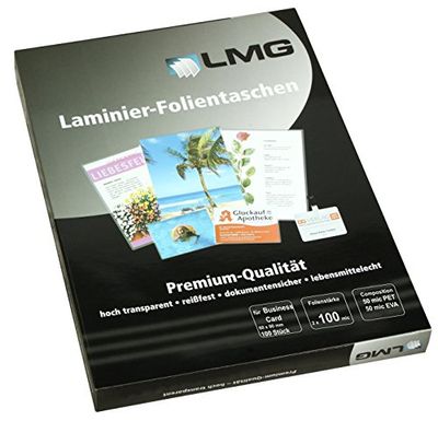 LMG LMGBC-100 lamineringsfolie visitkort, 60 x 90 mm, 2 x 100 mic, 100 stycken