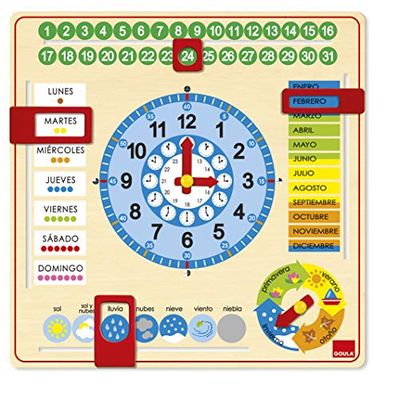 Goula - Relógio calendário, jogo educativo pré-escolar para aprender diferentes conceitos de tempo a partir dos 3 anos