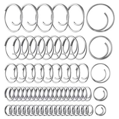 Dunkive Juego de 66 anillos de acero inoxidable de 5 tamaños, anillos divididos de acero inoxidable 316 duraderos para asegurar tamaños populares de pasadores de horquilla, hardware marino de acero