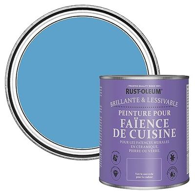 Rust-Oleum Peinture Bleue Résistante à l'eau pour Faïence de Cuisine, Finition Brillante - Céruléen 750ml