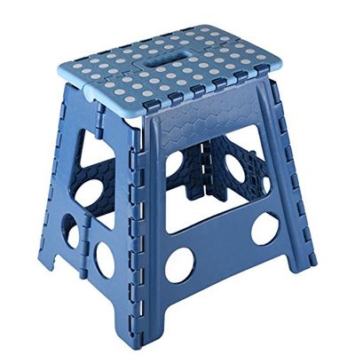 Kesper 705182 Opvouwbare kruk, 31 x 22 x 39 cm, kunststof, blauw
