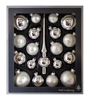 Thüringer Glasdesign Juego de Bolas de Cristal de 19 Piezas, Cristal, Plata, Desconocido