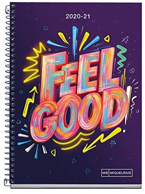 Miquelrius Feel Good Agenda scolaire 2020-2021 avec couverture en carton extra rigide Violet 155 x 213 mm