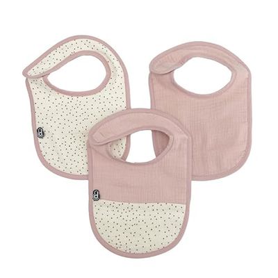 DOMIVA - LOT X3 BAVOIRS MOUSSELINE 6-12 MOIS VIEUX ROSE EN GAZE DE COTON