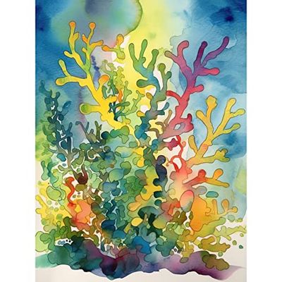 Artery8 Staghorn Coral Reef Folk Art Extra Large XL Wall Art Poster Print