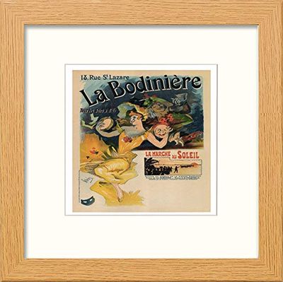 Lumartos, Vintage Poster MAF229 La Bodiniere Jules Cheret Contemporary Home Decor Wall Art Print, Light Oak Frame, 12 x 12 Inches