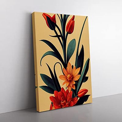The Passionate Flowers Canvas Wall Art Print Ready to Hang, Framed Picture for Living Room Bedroom Home Office Décor, 60x40 cm (24x16 Inch)