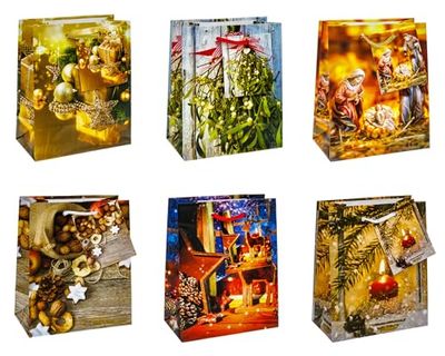 TSI Sac cadeau pour Noël, lot de 12, taille : petit (14 x 11 x 6,5 cm), N° d'art. 87020