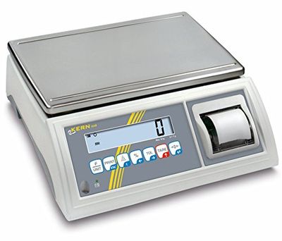 Balanza de mesa [Kern GAB 6 K de 3pm] de control y portionier Báscula con impresora integrada, con escaneado aprobación [M], rango de pesaje [Max]: 3 kg/6 kg, Lectura [D]: 1 g/2 G, reproducibilidad: 1 g/2 G, linealidad: 1 g/2 G, placa de pesaje: BXT 365 x 235 mm (Acero Inoxidable)