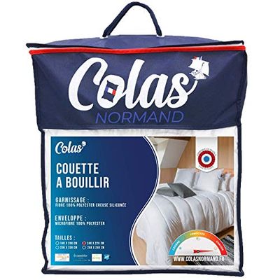 Colas Normand 53130241 Edredón Lavable a 95 °C, Cálido, 240 x 220 cm, de Larga Duración, Microfibra, Suave, Sedoso y Cómodo, Fabricado en Francés, Color Blanco