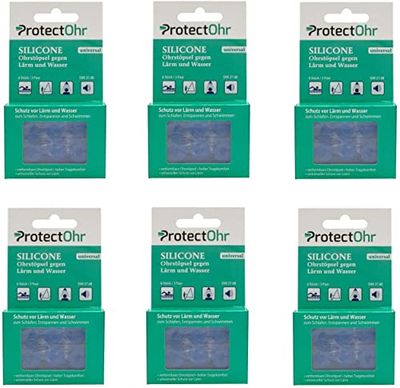 ProtectOhr Silicone Universal Earplugs, 18 pares de silicona impermeable, tapones para los oídos contra el ruido y el agua, al nadar/ducharse/deportes acuáticos, 36 piezas