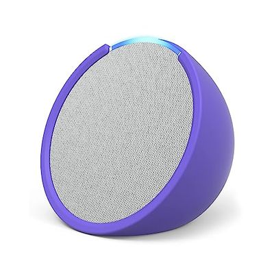 Echo Pop | Altoparlante Bluetooth intelligente con Alexa, compatto e dal suono potente | Bianco ghiaccio + custodia per Echo Pop Made For Amazon (modello 2023), Viola