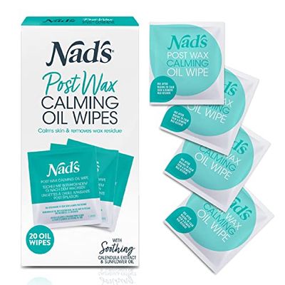 Nad's Post Wax Calming Oil Wipes - Refill Pack With 20 Wipes, Wax Remover