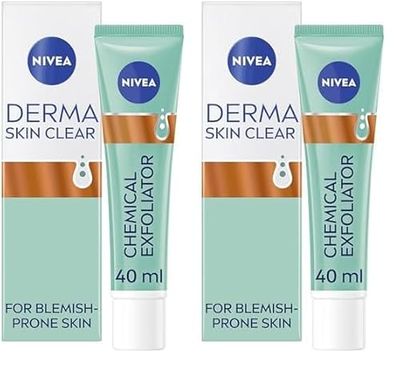 NIVEA Derma Skin Clear Chemical Exfoliator (40ml), Liquid Exfoliator Made with Salicylic Acid, Glycolic Acid, and Niacinamide, to Visibly Reduce and Prevent Blemishes, For Blemish-Prone Skin