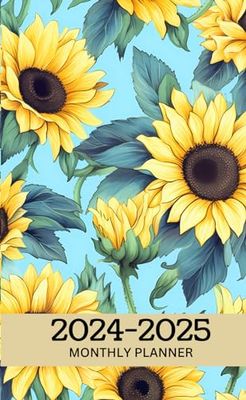 Pocket Planner 2024-2025: Small 2-Year Monthly Agenda for Purse - Sunflower Cover