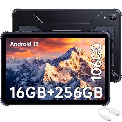 CUBOT Tab Kingkong Tablet Rugerizada - 10.1 Pulgadas FHD+, Rugged Tablet Android 13,10600mAh, 16GB + 256GB ROM (1TB TF) Tablet, IP68 Tablet PC Resistente, Dual SIM 4G LTE/5G-WiFi/16MP/GPS/OTG/IP69K