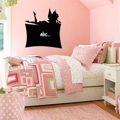 Ambiance Sticker Leisteen schoolbord – muurstickers zelfklevend afwasbaar – silhouet fee – H 50 x B 45 cm