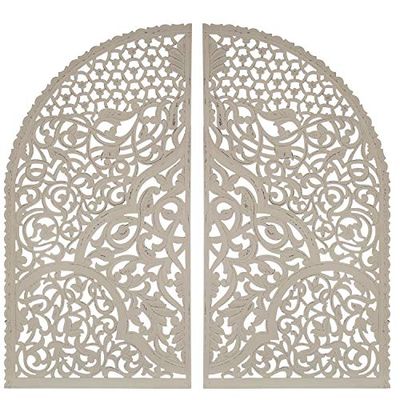 DRW Retablo de 2 Piezas caladas de Madera DM en Blanco 172x1,7x180cm