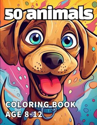 50 animals coloring book: Awesome 50 Animals Coloring Book Kids 8-12