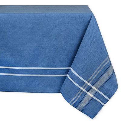 DII Nappe de Table à Manger à Rayures françaises, Style Farmhouse, en Lin, 152,4 x 264,2 cm, Chambray Bleu
