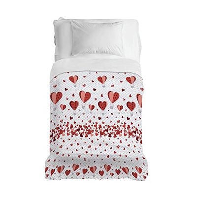 PENSIERI DELICATI Sprei 170 x 280 cm, eenpersoonslaken 100% katoen piqué, ideaal als meubeldeken, voor eenpersoonsbed, patroon heteluchtballon rood, 100% Made in Italy