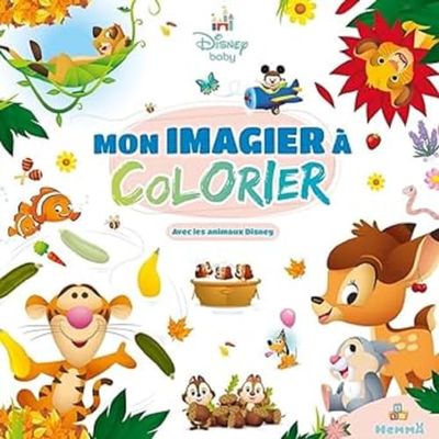 Disney Baby - Mon imagier à colorier - avec les animaux Disney - Livre de coloriage imagier -Dès 3 ans