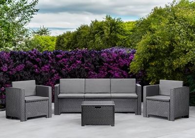 Dmora - Set salotto da esterno Cerere, Salottino outdoor, Set da balcone o giardino, Composizione soggiorno per esterni, Made in Italy, Antracite