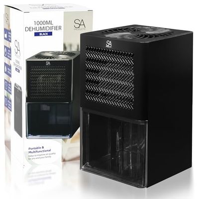 SA Products 1000ml Dehumidifier | Portable Moisture Absorber for Home, Bedroom & Bathroom (Black)