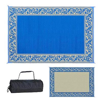Stylish Camping Ming's Mark RD3 Reversible Classical Patio Mat - 6' x 9', Blue/Beige
