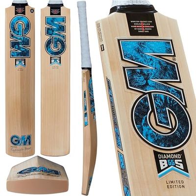 Gunn & Moore GM, DIAMOND, Ben Stokes Range, Cricket Bat, DXM, TOETEK, NOW Technologies, Prime English Willow, Made In England, Blue, Size 6 - User height 157-163cm