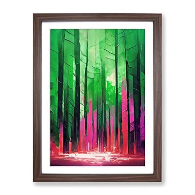 Unique Forest No.4 Abstract Framed Print for Living Room Bedroom Home Office Décor, Wall Art Picture Ready to Hang, Walnut A3 Frame (34 x 46 cm)