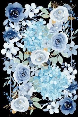 Flowers Notebook: 6" x 9" Journal with 120 Lined Pages, Blue Floral