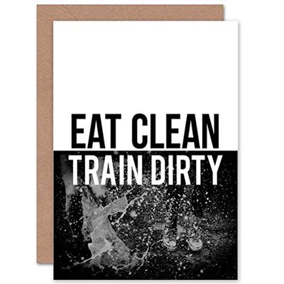 Wee Blue Coo 'Eat Clean Train Dirty' motywacyjna pusta karta okolicznościowa