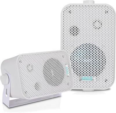 Pyle Altoparlanti, Casse Audio Impermeabili da Esterno, Speaker a 2 Vie da 8,9 Centimetri per Parete o Soffitto, Griglie Resistenti, Montaggio Universale, Bianchi