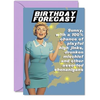 Birthday Cards for Women - Weather Forecast - Happy Birthday Card For Wife Girlfriend Sister Bestie Friend Partner Work Colleague, A5 Bday Greeting Cards Gift Gifts