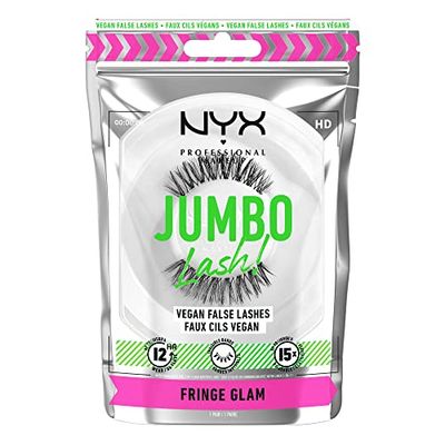 NYX ProNYX Professional Makeup Jumbo Lashes Fringe Glam, Pestañas postizas, Hasta 12H duración, Bandas invisibles, Reutilizables hasta x15, Pestañas veganas