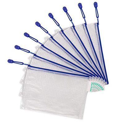 TARIFOLD 8 Pochettes à Zip A5 Bleues PVC 509021 235 x 165 mm